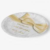 het Gouden Damast van de 95ste Verjaardag en Boog Papieren Bordje (Gekanteld)