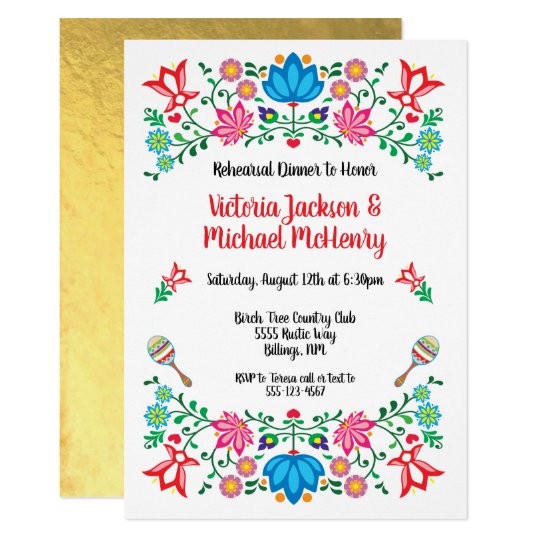 Het Gouden Diner Van De Repetitie Van De Fiesta Kaart Zazzle Nl