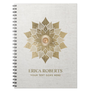 Het gouden Elegante Linnen van de Yoga van Mandala Notitieboek