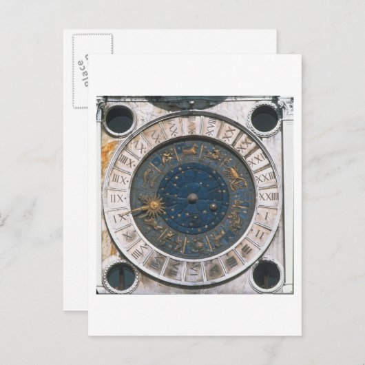 Het gouden en enamel klokgezicht, ontwerp waarmee  briefkaart (Voorkant / Achterkant)