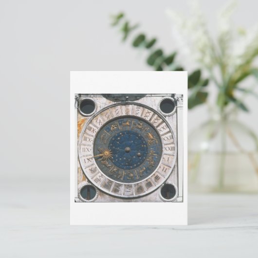 Het gouden en enamel klokgezicht, ontwerp waarmee briefkaart (Staand voorkant)