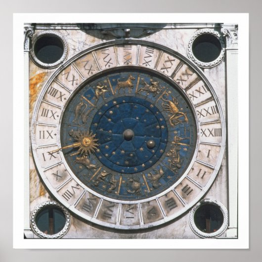 Het gouden en enamel klokgezicht, ontwerp waarmee  poster (Voorkant)