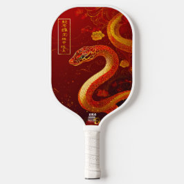 Het gouden en rode jaar van de slang pickleball paddle