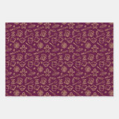 Het gouden feestelijke kerstvietrooppatroon vormen inpakpapier vel (Voorkant)