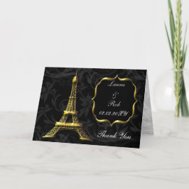 Het gouden Franse Huwelijk van de toren van Eiffel Bedankkaart