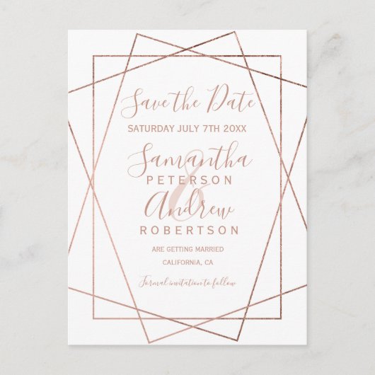 Het gouden geometrische witte manuscript van het r aankondigingskaart (Voorkant)