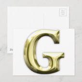Het gouden Glanzende Gouden Alfabet van de Brief G Briefkaart (Voorkant / Achterkant)
