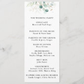 Het gouden Groene Eucalyptusprogramma voor het Wed Programmakaart (Achterkant)