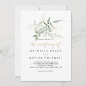 Het gouden groene gebladerte van bruiloft kaart (Voorkant)