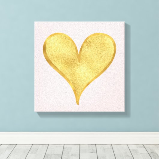 Het Gouden Hart van Glitzy Canvas Afdruk (Insitu (Houten vloer))
