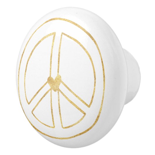 Het gouden Hart van het Teken van de Vrede Keramische Knop (Rechts)