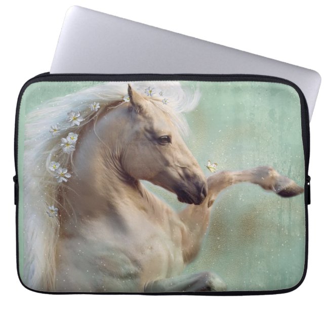 Het gouden hengstenpaard - laptop sleeve (Voorkant)