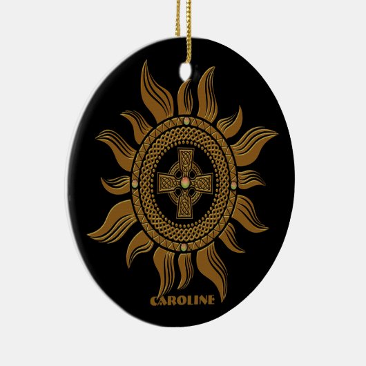 Het gouden Keltische kruis. Keramisch Ornament (Rechts)