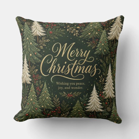 Het Gouden Kerstwoud Kussen (Voorkant)