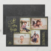 Het gouden manuscript met monogram van 4 feestdagenkaart (Voorkant / Achterkant)