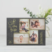 Het gouden manuscript met monogram van 4 feestdagenkaart (Staand voorkant)