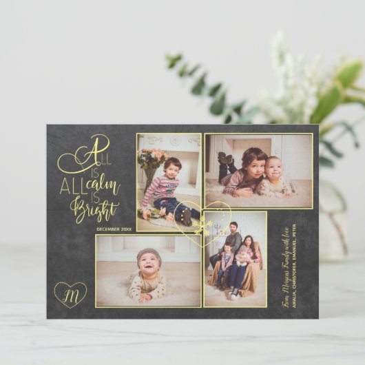 Het gouden manuscript met monogram van 4 feestdagenkaart (Staand voorkant)