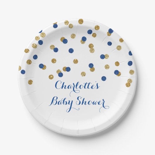 Het gouden Marineblauwe Bord van het Baby shower (Voorkant)