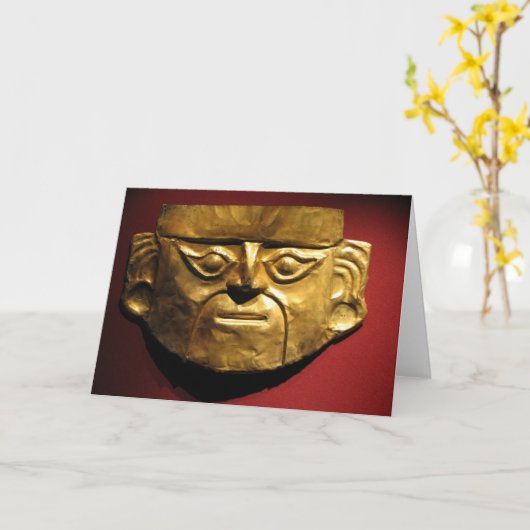 Het gouden masker van Inca, Lima, Peru Kaart (Gele Bloem)