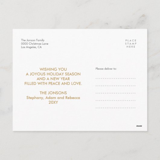 Het gouden Moderne Briefkaart van de Foto van de (Achterkant)