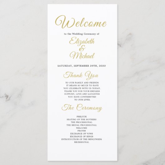 Het Gouden Moderne Programma van het Manuscript va Programmakaart (Voorkant)