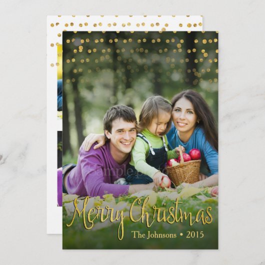 Het gouden Ontwerp van de Kerstkaart van het Stip (Voorkant / Achterkant)