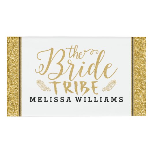 Het gouden Ontwerp van de Tekst van de Bruid Naambadge (Voorkant)