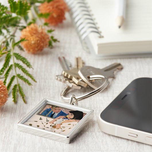 Het gouden Roos Sleutelhanger (Zijkant)