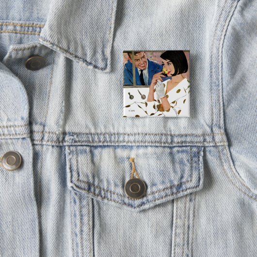 Het gouden Roos Vierkante Button 5,1 Cm (In situ)