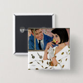 Het gouden Roos Vierkante Button 5,1 Cm (Voorkant /achterkant)