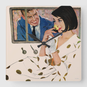 Het gouden Roos Vierkante Klok