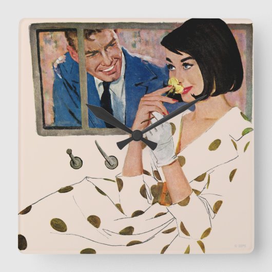 Het gouden Roos Vierkante Klok (Voorkant)