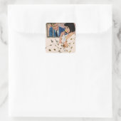 Het gouden Roos Vierkante Sticker (Tas)