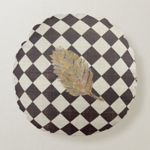 Het gouden Sierkussen met Leaf Diamond Round Rond Kussen