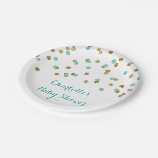 Het gouden Turkooise Bord van het Baby shower van (Gekanteld)