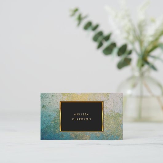 Het gouden & turkooise patroon van de steengeode visitekaartje (Staand voorkant)