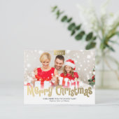 Het gouden Vrolijke Moderne Briefkaart van de Foto (Staand voorkant)