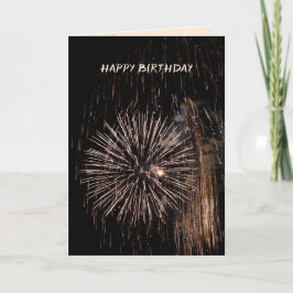Het gouden vuurwerk van de verjaardag op zwarte kaart