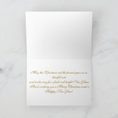 Het gouden Wenskaart van de Kerstboom en van het Feestdagen Kaart (Binnen)