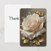 Het goudgerande witte roos kunstwerk bedankkaart (Voorkant / Achterkant)