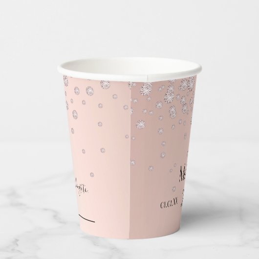 Het goudmonogram van het roos van de geboorte deze papieren bekers (Rechts)