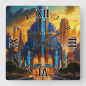 Het Grand Art Deco Blue Plaza paviljoen van Xzendo Vierkante Klok (Voorkant)