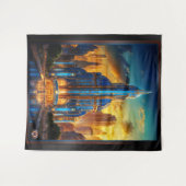 Het Grand Art Deco Blue Plaza paviljoen van Xzendo Wandkleed (Voorkant (horizontaal))