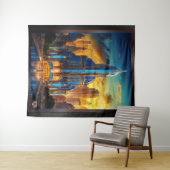 Het Grand Art Deco Blue Plaza paviljoen van Xzendo Wandkleed (In Situ (horizontaal))