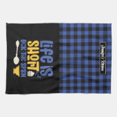 Het grappige baken van het leven is kort geleden. theedoek (Horizontaal)