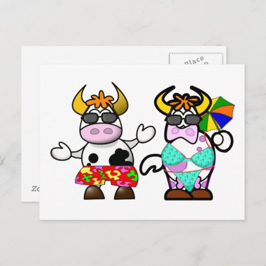 Het grappige Briefkaart van het Paar van de Koe (Voorkant / Achterkant)