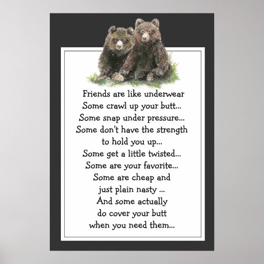 Het grappige Citaat over Vrienden is als underware Poster (Voorkant)