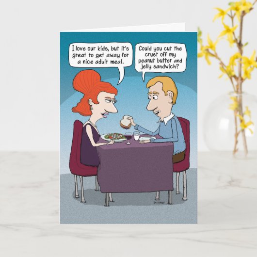 Het grappige Dineren uit met het Moederdag van de Kaart (Gele Bloem)