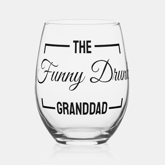 Het grappige drink opa vaderdag cadeau wijnglas zonder voet (Voorkant)
