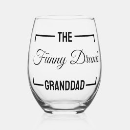 Het grappige drink opa vaderdag cadeau wijnglas zonder voet